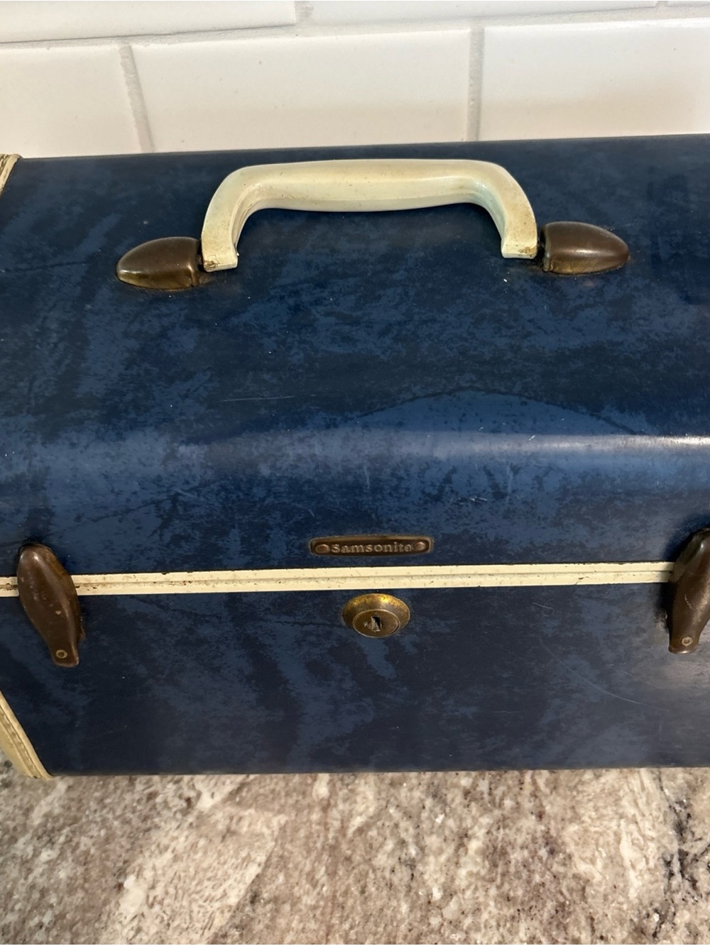 VINTAGE 1950s SAMSONITE Swatter Bros Admiral Blue Makeup Train Cosmetic Case - Picture 4 of 12